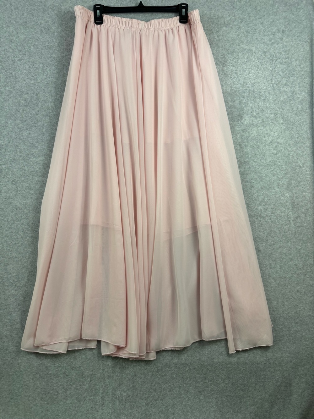 Soft Blush Chiffon Maxi Skirt with Elastic Waist